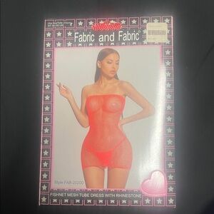 Red Fishnet Mesh Tube Dress